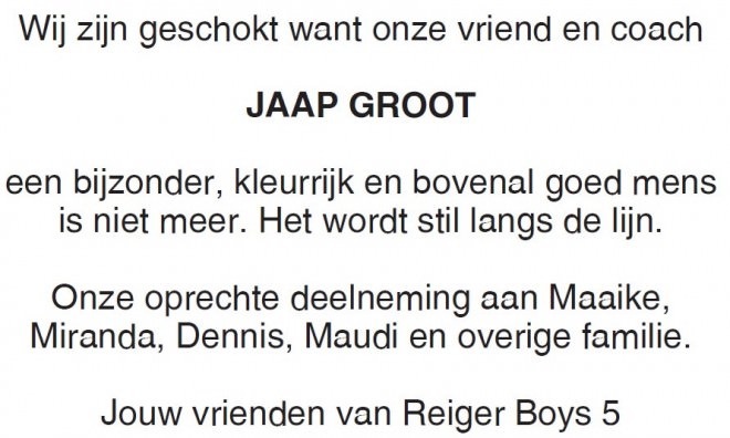 jaap groot overleden