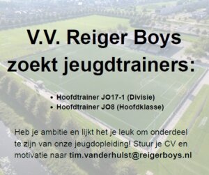 Reiger Boys zoekt jeugdtrainers